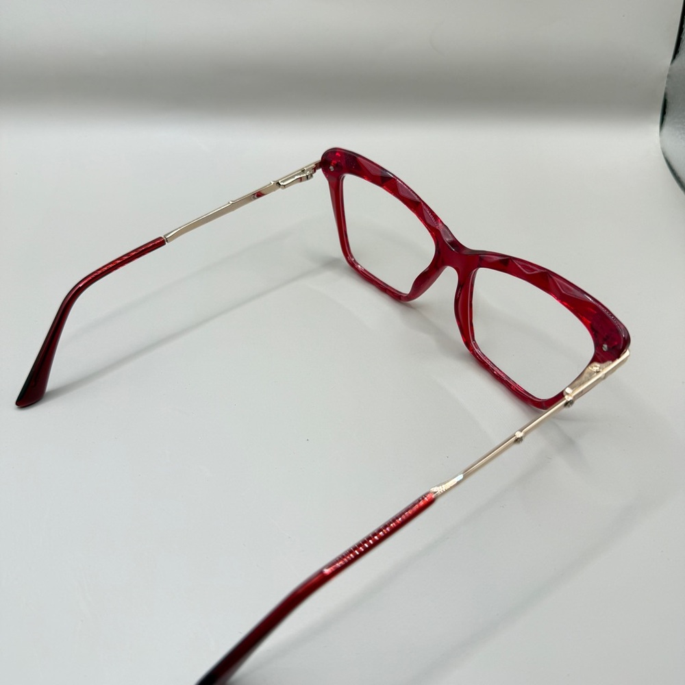 Vooglam Red transparent Cat-Eye Glasses frame, no prescription - Picture 6 of 7